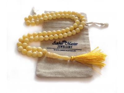 Pressed White Amber Islamic Rosary with 66 Beads
