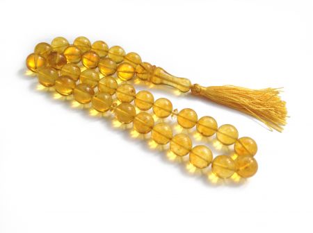 Lemon Amber Islamic Rosary Beads: 13mm