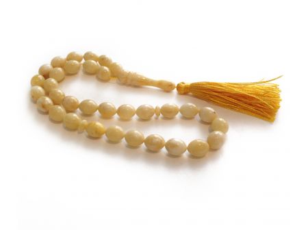 Pressed White Amber Islamic Rosary With 33 Beads