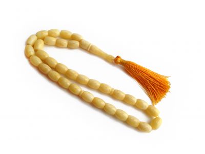 Barrel Shape White Amber Islamic Rosary