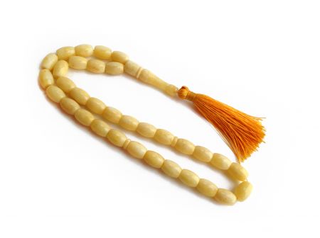 Barrel Shape White Amber Islamic Rosary