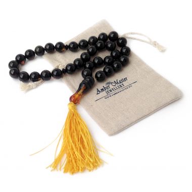 Black Amber Islamic Rosary Beads 13mm