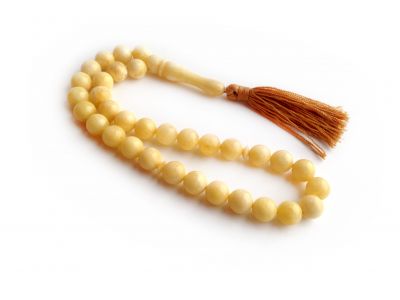 Pressed White Amber Islamic Rosary
