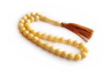 Pressed White Amber Islamic Rosary