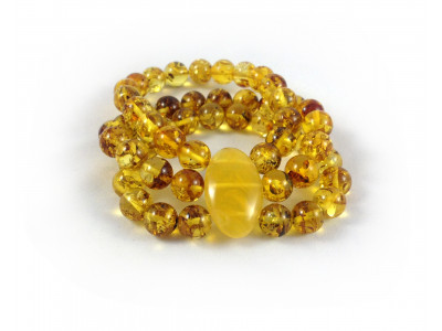 Triple Stretchy Bracelet With Amber Beads: 10mm