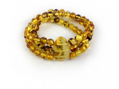 Triple Stretchy Bracelet With Amber Beads: 7mm