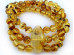 Triple Stretchy Bracelet With Amber Beads: 8mm