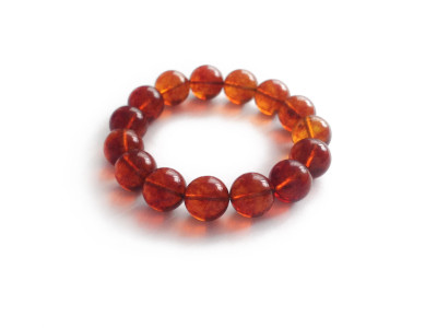 Bracelet With Cherry Amber Beads: 13mm