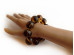Multicolored Amber Bracelet With Metal Flowers:  22.5mm