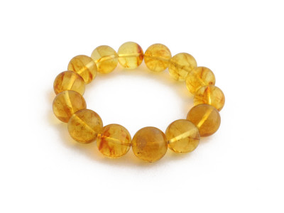 Stretchy Bracelet With Lemon Amber Beads: 13mm