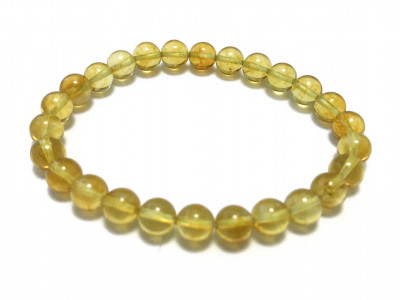Stretchy Bracelet With Small Amber Beads: Lemon Color