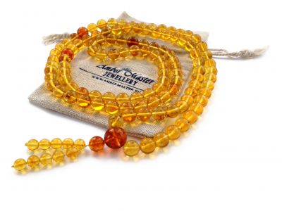 Tibetan Buddhist Mala With 108 Lemon Amber Beads