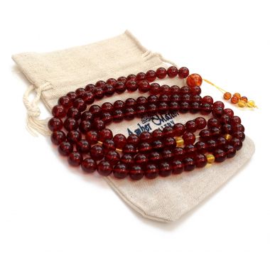 Tibetan Mala With 108 Cherry Amber Beads