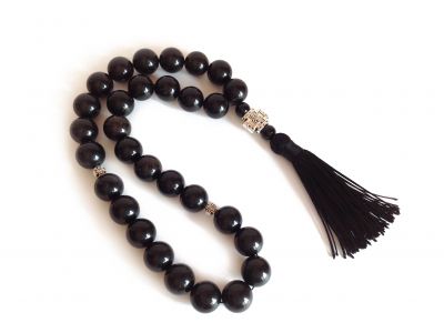 Black Amber Christian Rosary: 13mm