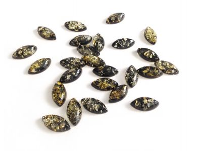 Set of 24 Marquis Shape Green Amber Cabochons